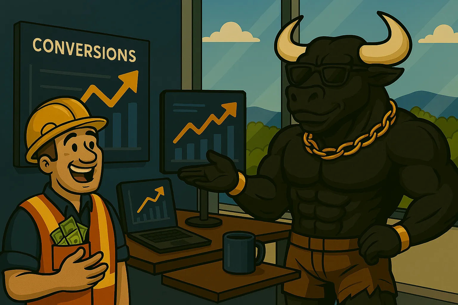 Hungry Bull helping a tradesman business owner scale his website and his showing him metrics